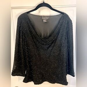 Laurence Kazar Black Beaded Blouse